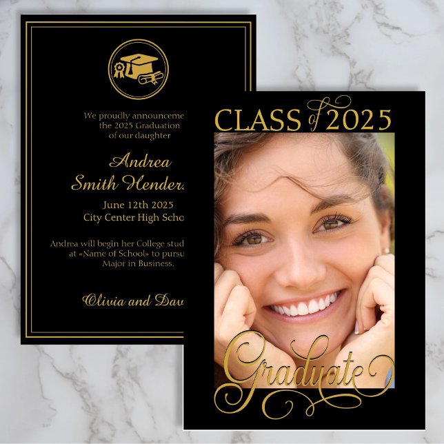 Invitación de graduados con superposición de foto  (Subido por el creador)