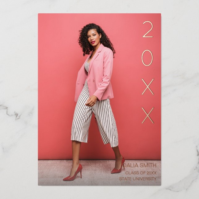 Invitación de graduados de Relieve metalizado de a (Anverso)