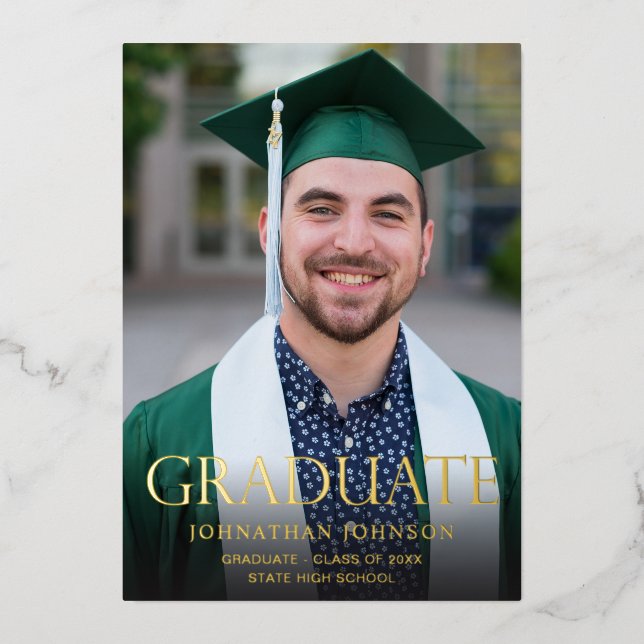 Invitación de graduados de Relieve metalizado de p (Anverso)