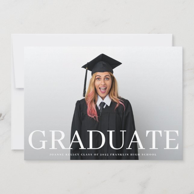 Invitación de graduados de tipografía clásica foto (Anverso)