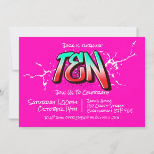 Invitación de Grafiti Brillante Diez