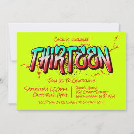 Invitación de Grafiti Brillante Trece