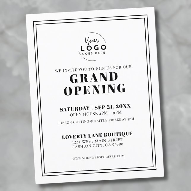 Invitación de Gran Apertura de Negocio de Logotipo (Simple Logo Business Grand Opening Invitation Postcard)