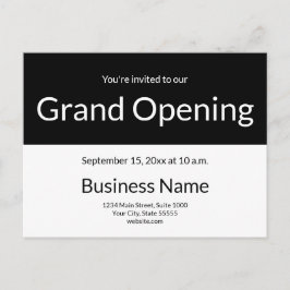 Invitación de Gran Apertura Negocios Blanco y Negr