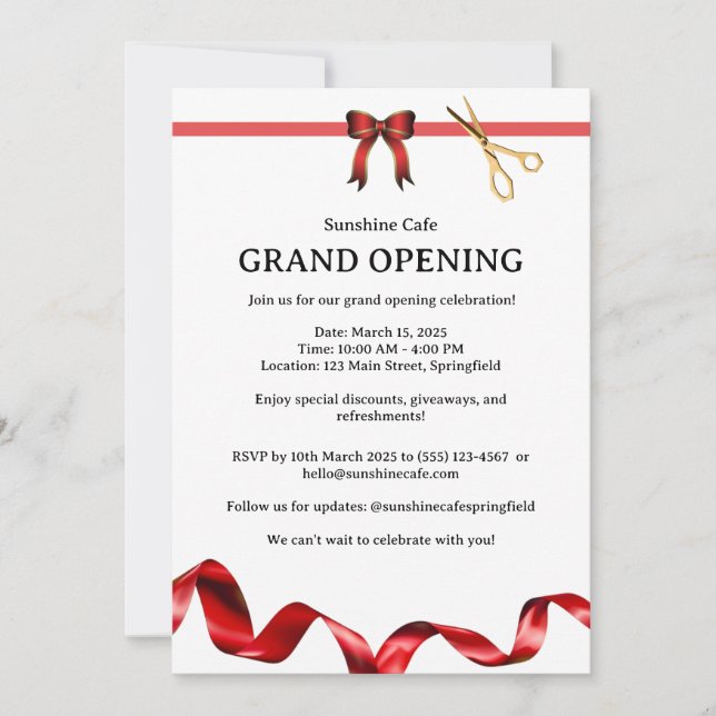 Invitación de gran inauguración  (Anverso)