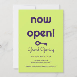 Invitación de gran inauguración Retro Key Now Open