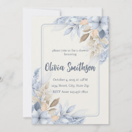 Invitación de Grass Boho Blue Floral Pampas