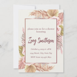 Invitación de Grass Boho Rubor Pampas