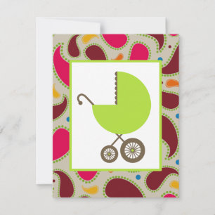 Invitación de Green Carriage y Paisley Baby Shower