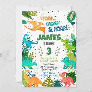 Invitación de Green Dinosaur Boy
