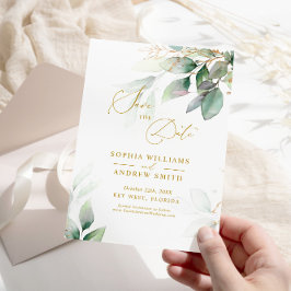 invitación de Green & Gold Eucalyptus para guardar