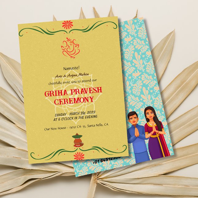Invitación de Griha Pravesh, una casa india que ca (Subido por el creador)