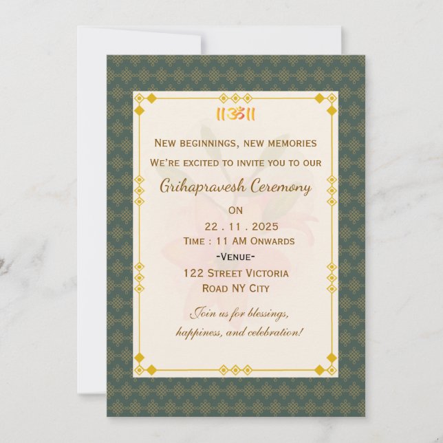 Invitación de Grihapravesh de Lujo (Anverso)