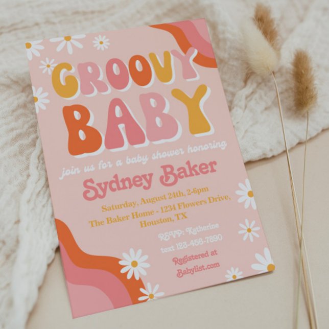 Invitación de Groovy Baby Shower (Subido por el creador)
