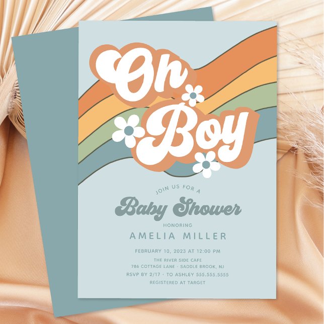 Invitación de Groovy Oh Boy Baby Shower (Subido por el creador)