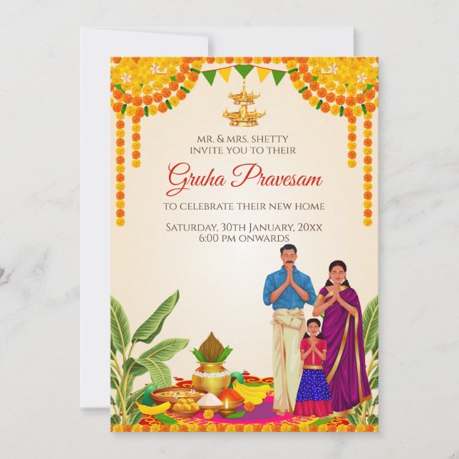 Invitación de Gruhapravesh e invitación de Gruhapr (Anverso)