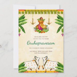 Invitación de Gruhapravesham Calentamiento digital