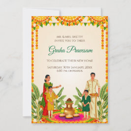 Invitación de Gruhapravesham digital para casa nue