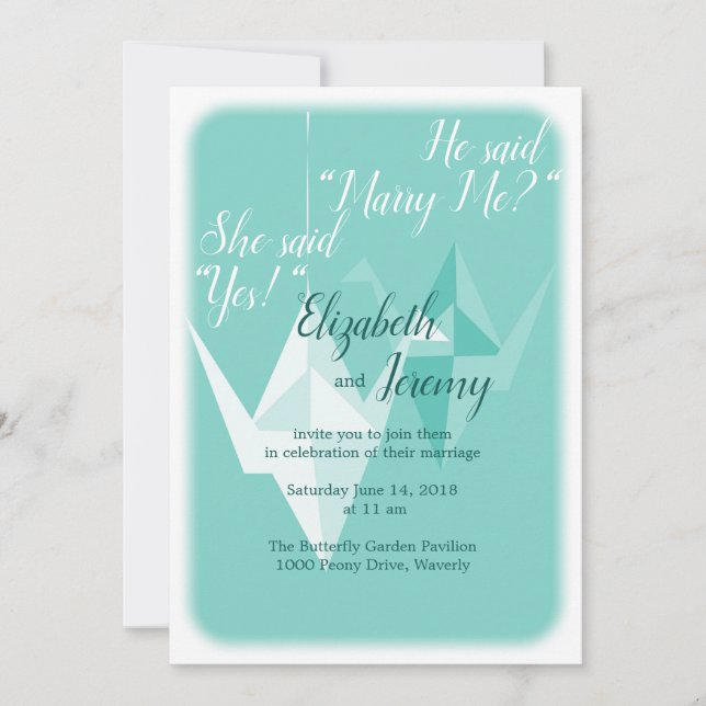 Invitación de grulla de papel (Anverso)