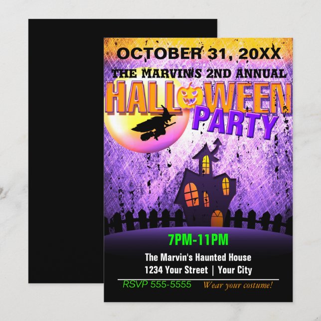 Invitación de Grunge a Promo Flyer del Halloween P (Anverso / Reverso)