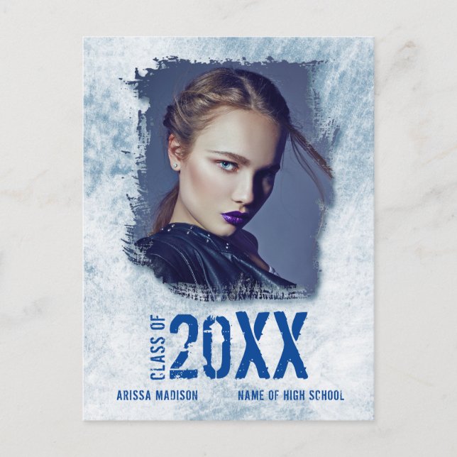 Invitación de Grunge Grunge Fotográfica Azul Grad  (Anverso)