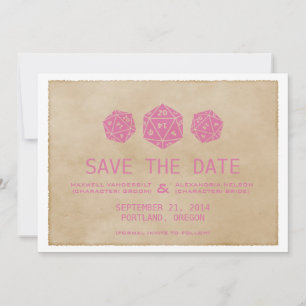 Invitación de Grunge Rosa D20 Save the Date para J