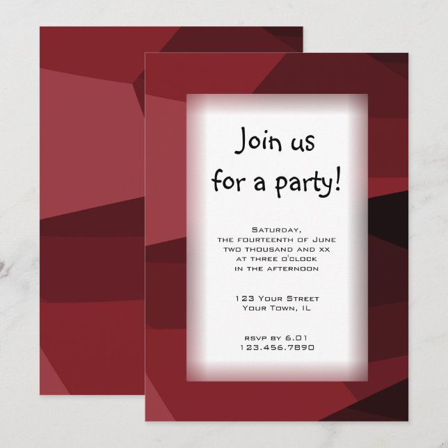 Invitación de grupo de bloques rojos para todos lo (Anverso / Reverso)