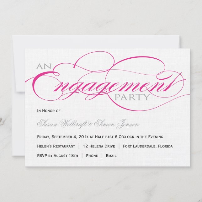 Invitación de grupo de compromiso de script rosa (Anverso)