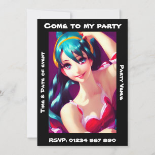 Invitación de grupo personalizable de Chica animad