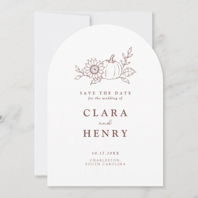 Invitación de Guarda la Fecha Arqueada Modern Harv (Anverso)