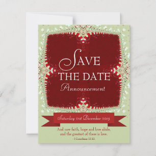 Invitación de Guarda la Fecha con Encaje Rojo y Ve