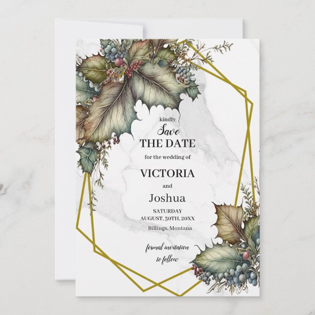 Invitación de guardado de fecha de la bodega (Anverso)