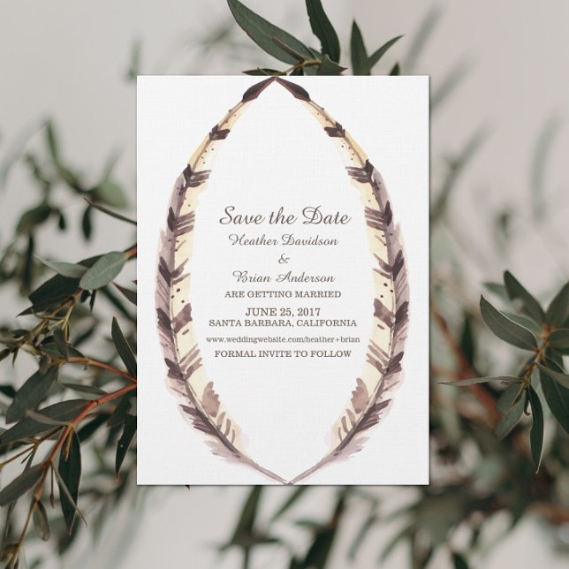 Invitación de Guardar Fecha con Borde de Plumas (Subido por el creador)