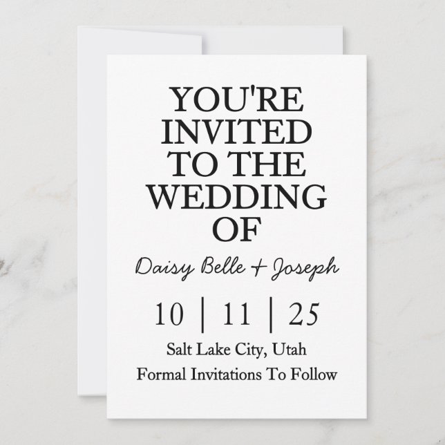 Invitación de Guardar la Fecha (Anverso)