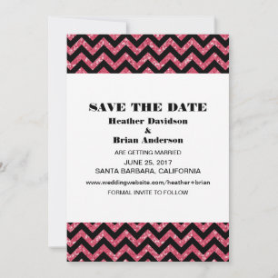 Invitación de Guardar la Fecha con Brillo Chevron,