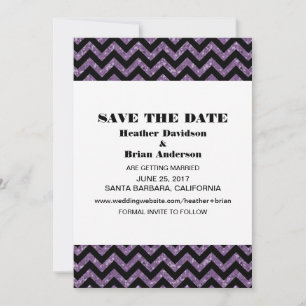 Invitación de Guardar la Fecha con Brillo Chevron,