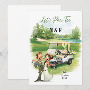 invitación de guardar la fecha de boda de golf en 