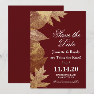 Invitación de guardar la fecha de boda de otoño en
