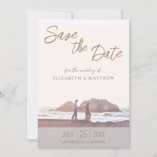 Invitación de guardar la fecha de boda en la playa