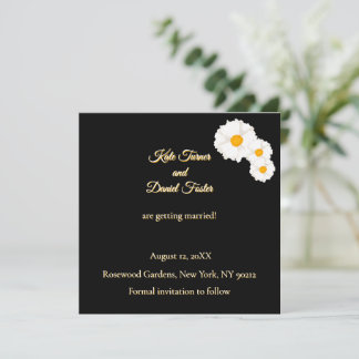 Invitación de guardar la fecha de boda floral negr