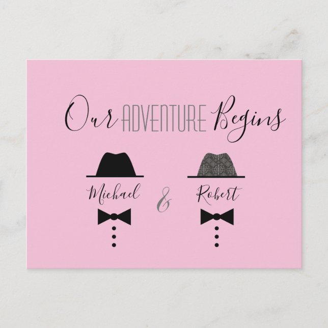 Invitación de guardar la fecha de boda gay (Anverso)