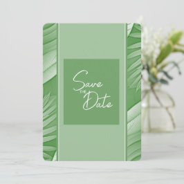 Invitación de guardar la fecha de boda verde tropi