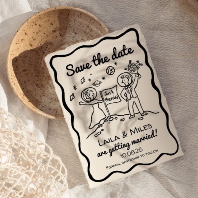 invitación de guardar la fecha de espacio cósmico  (Cosmic space whimsical save the date invitation)