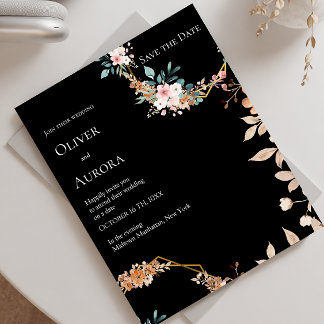 Invitación de Guardar la Fecha de flor de acuarela