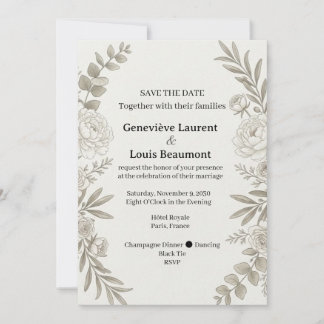 Invitación de guardar la fecha de follaje floral n