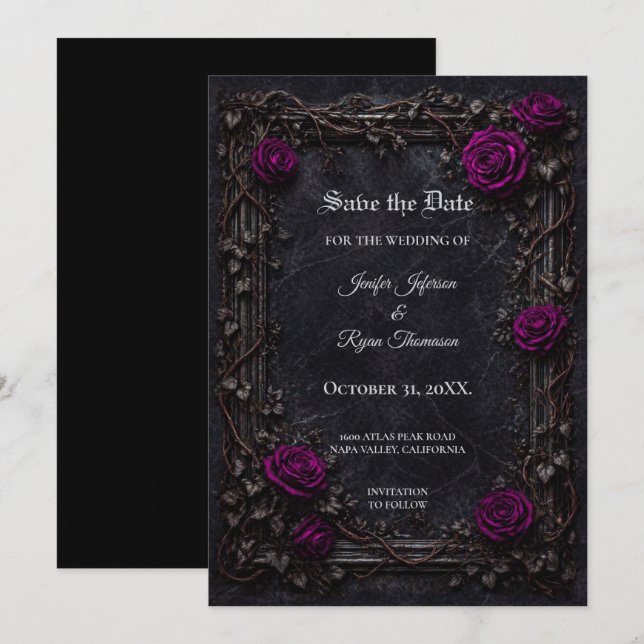 invitación de guardar la fecha de Halloween Floral (Anverso / Reverso)