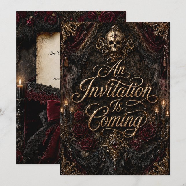 Invitación de guardar la fecha de Halloween gótica (Anverso / Reverso)