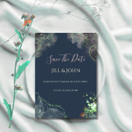Invitación de guardar la fecha de la boda esmerald