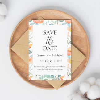 Invitación de guardar la fecha floral colorida