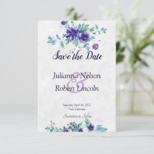 Invitación de guardar la fecha floral con acuarela